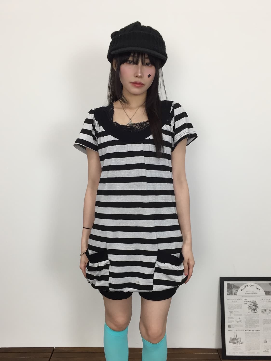 Jpn Y2k Striped Mini Onepiece 상품이미지3