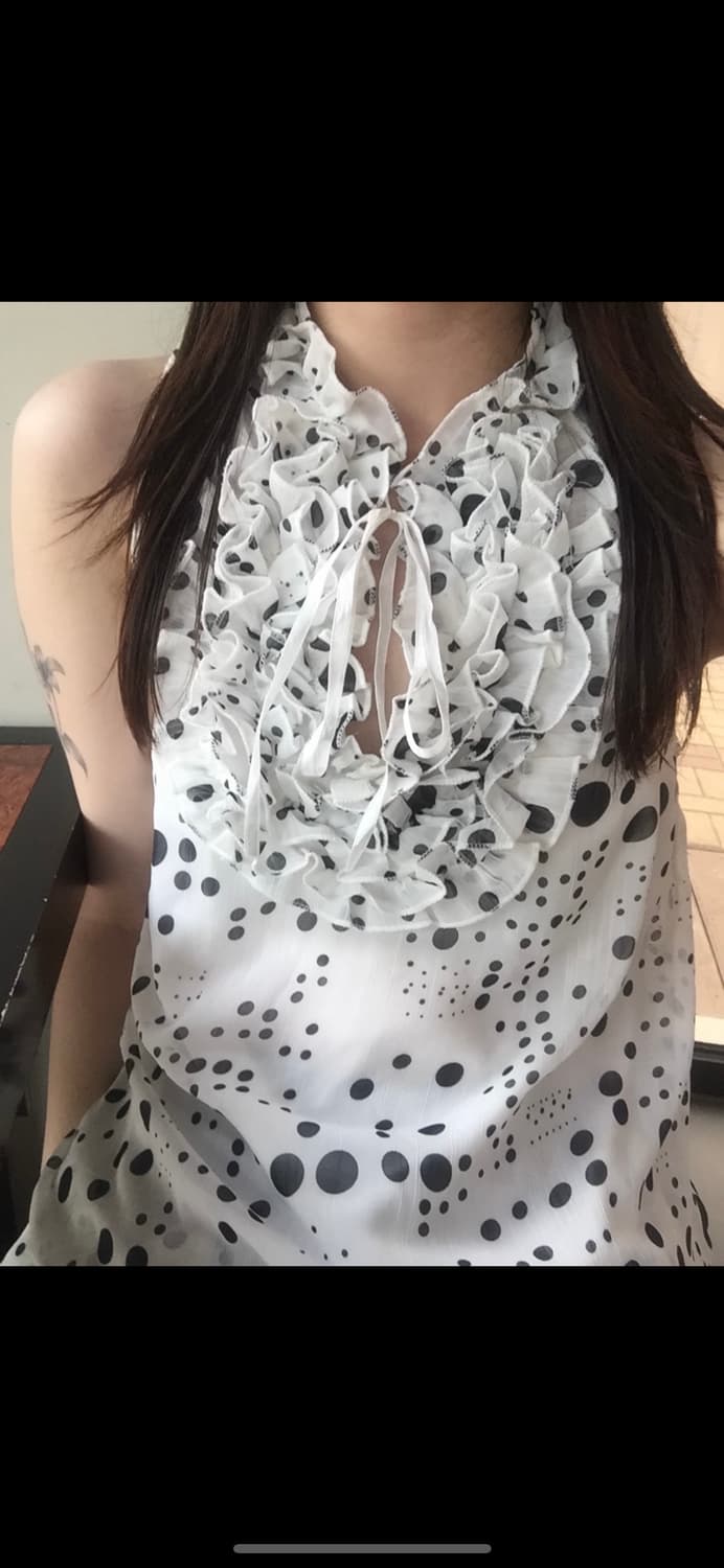 Dot Shirring layered dress 상품이미지3
