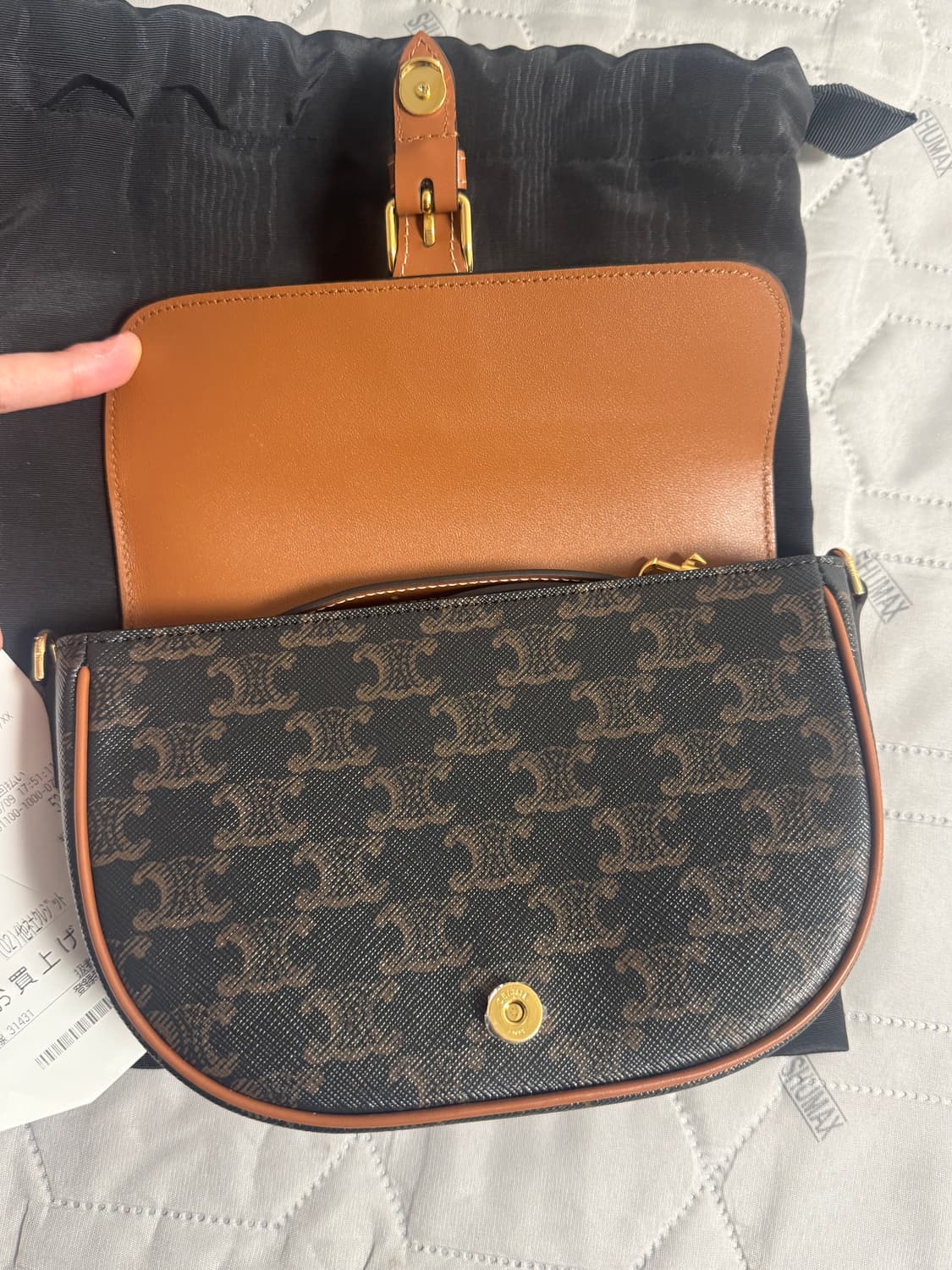 셀린느 폴코 숄더백 트리옹프 캔버스 & 카프스킨 탠 상품이미지2