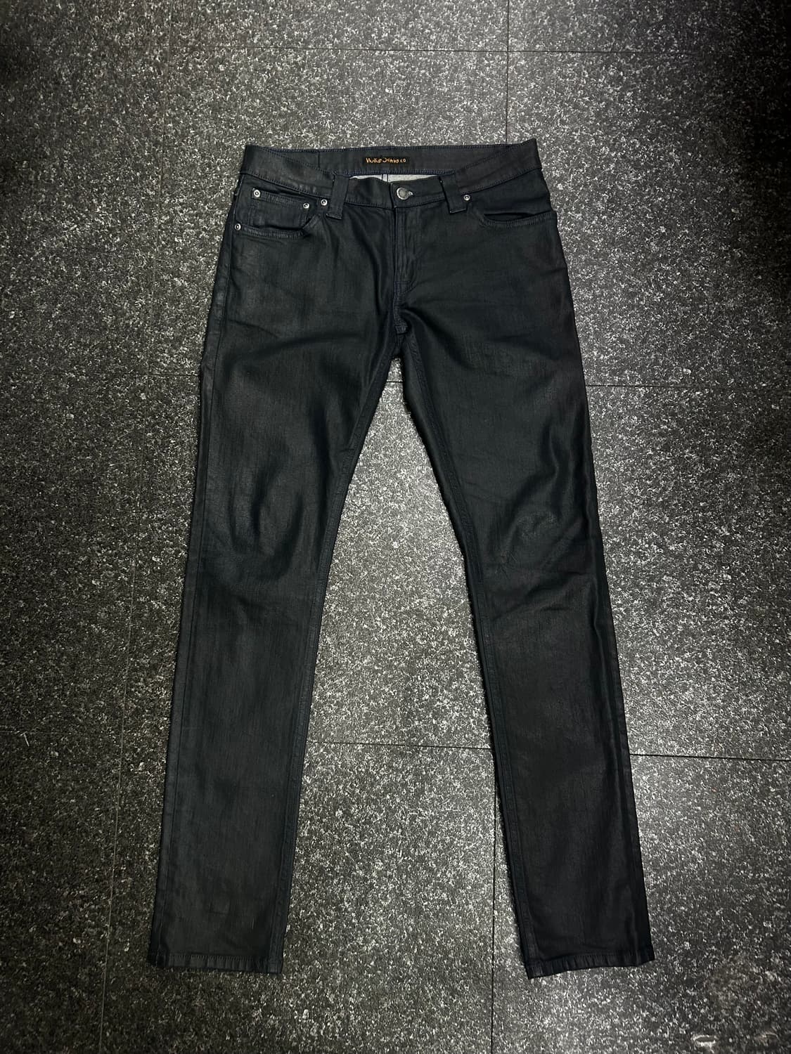 누디진(Nudie Jeans) 세미스판 블랙 코팅 데님 청바지 30~32 상품이미지1