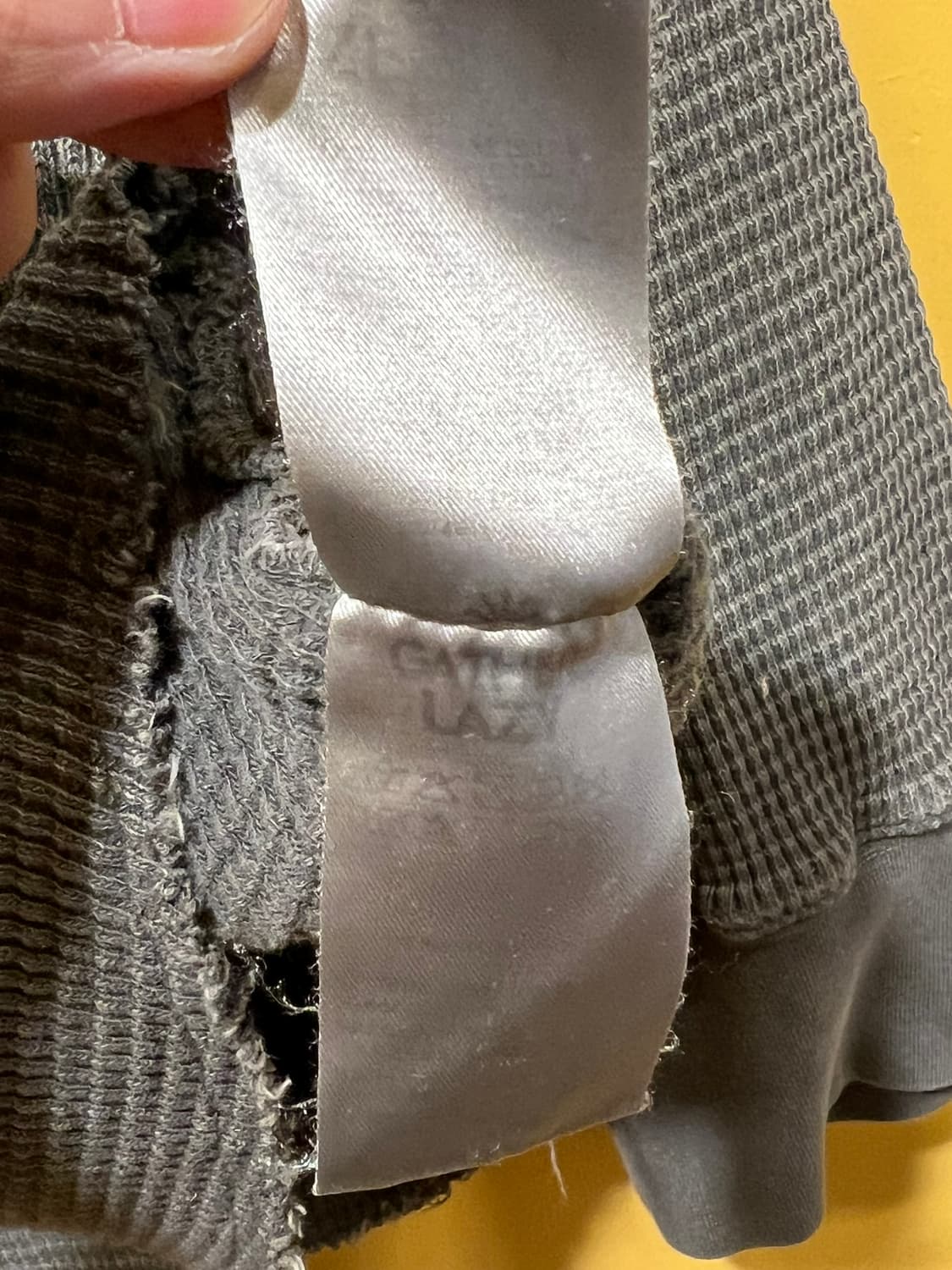 [1] 게더레이지 와이드 컷 와플 슬리브 워시드 카키 상품이미지6