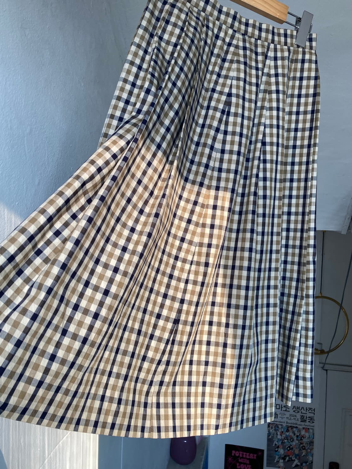 플리츠 체크 미디 스커트 상품이미지5