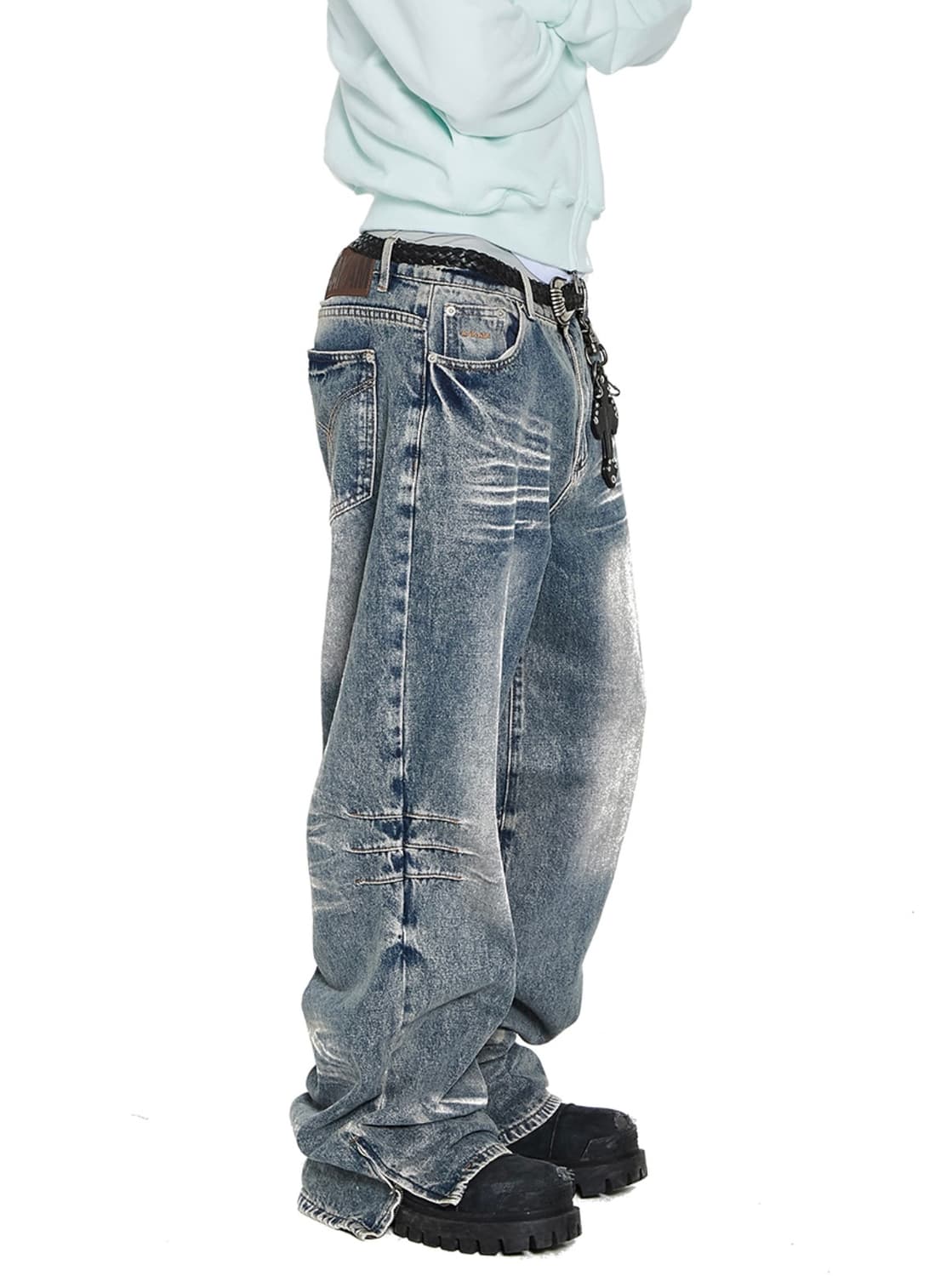 아캄 Washed Zipper Slit Denim Pants  상품이미지1