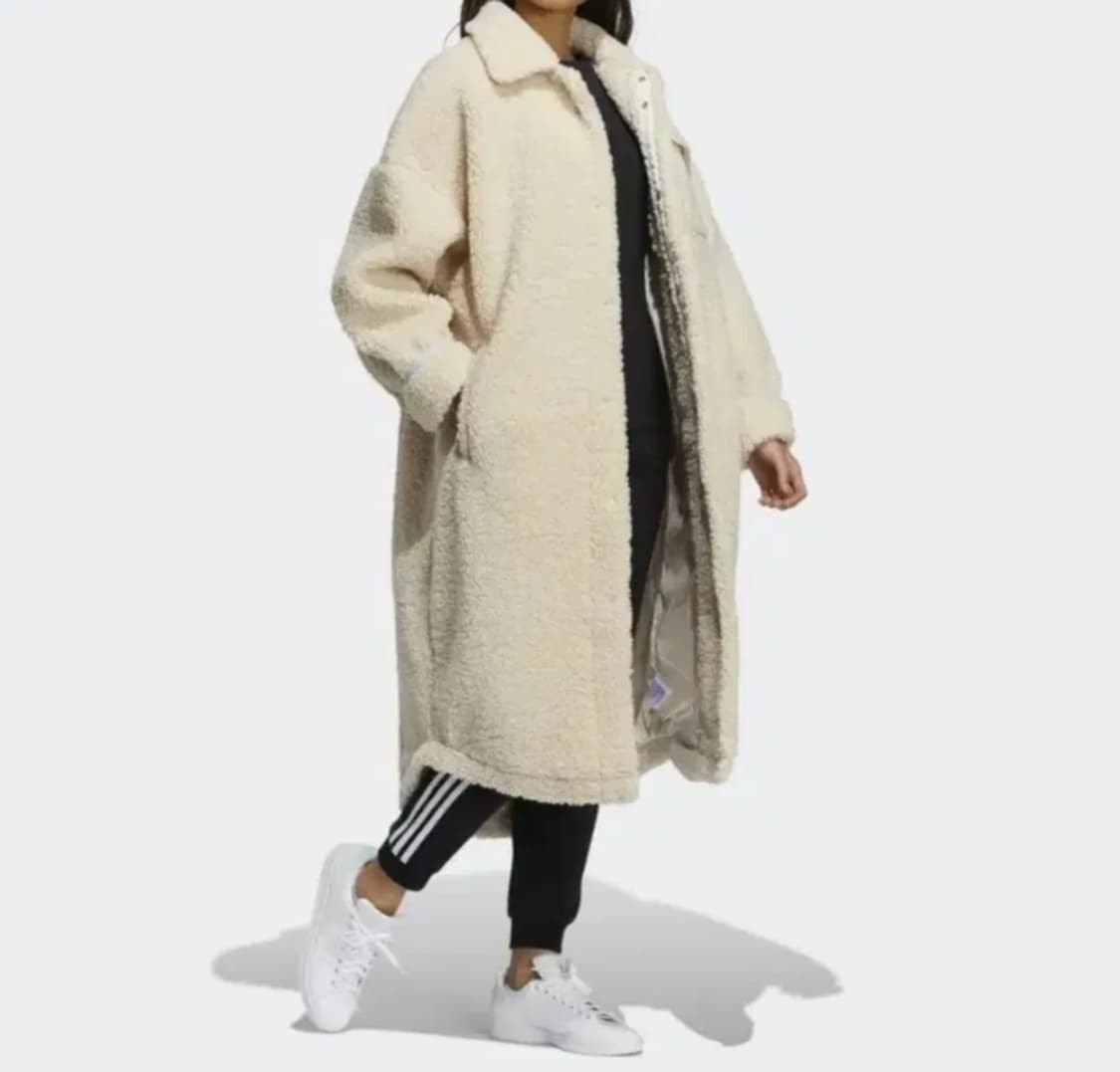 아디다스 쉐르파 브라운 뽀글이 롱 코트 상품이미지3