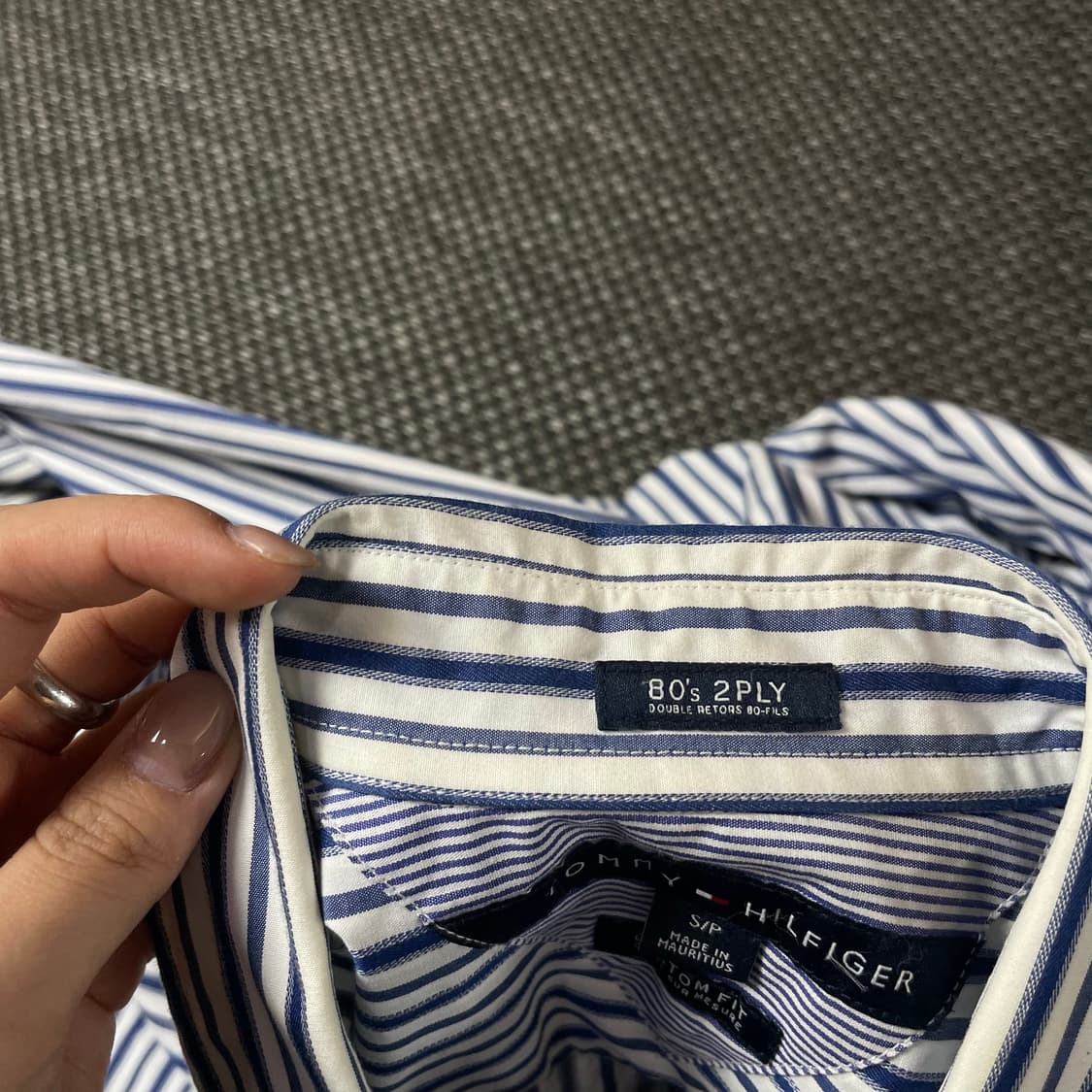 타미힐피거 블루 스트라이프 원포켓 긴팔 셔츠 S 상품이미지5