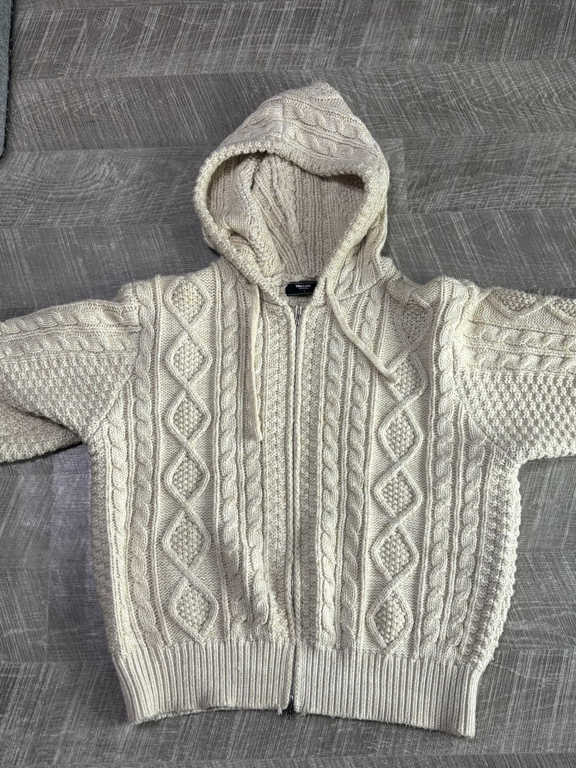 트릴리온 케이블 후드 집업 니트 L사이즈 상품이미지1