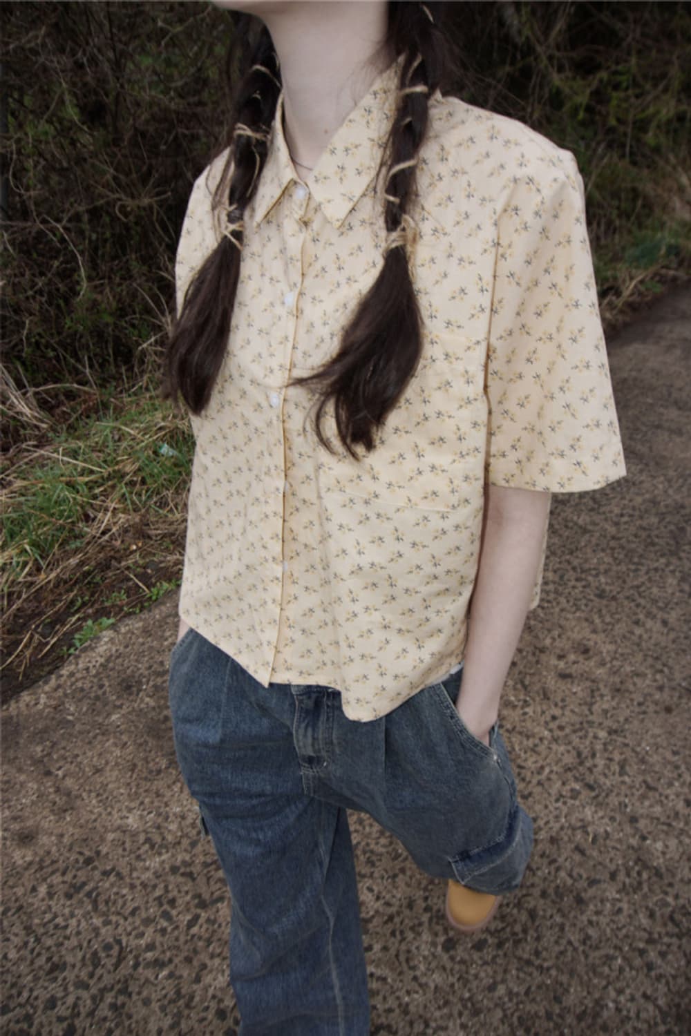 김아홉 lemon flower half shirt 셔츠 상품이미지1