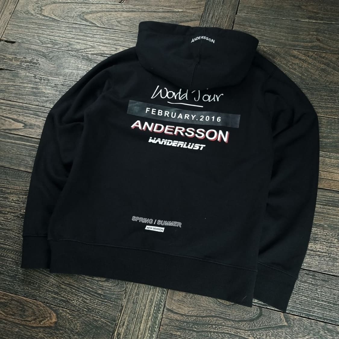 [앤더슨벨] 그래픽 프린팅 오버핏 후드티 블랙 M19007 상품이미지1