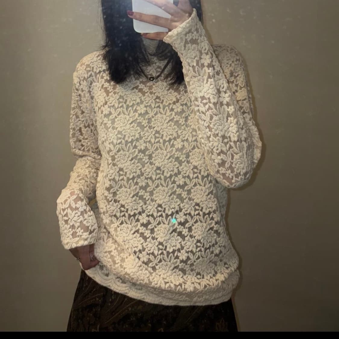 Vintage 빈티지 에스닉 오리엔탈 시스루 플라워티 상품이미지2