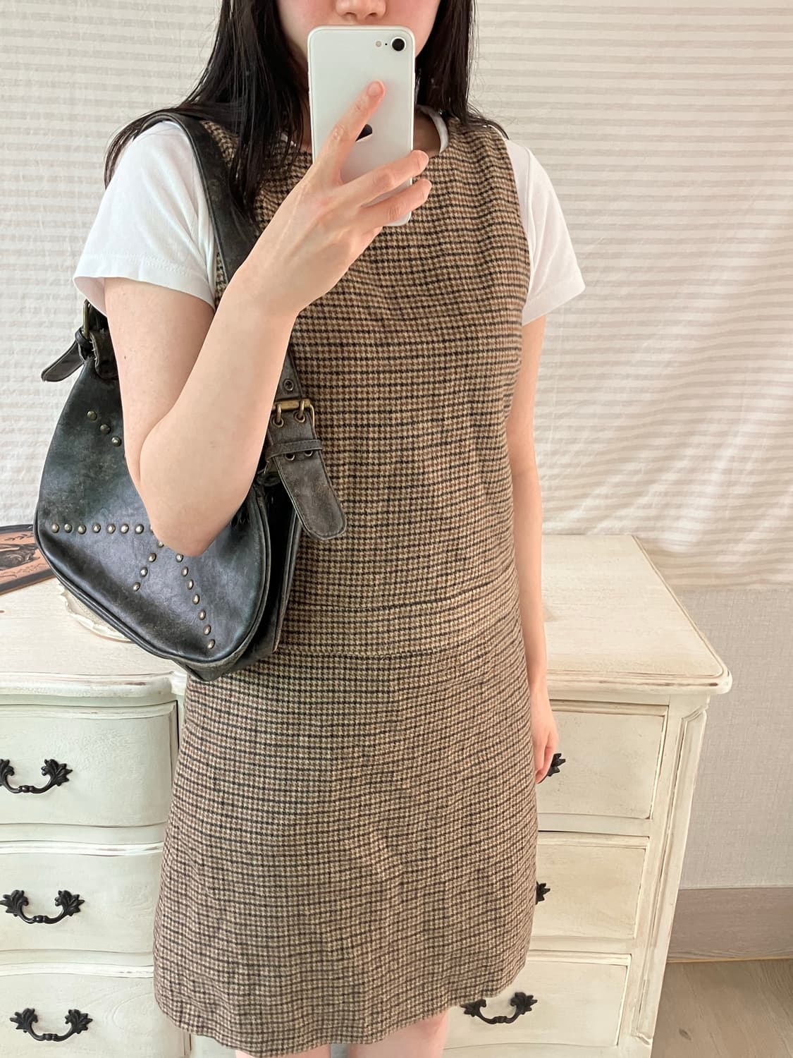 jpn vintage 아가일 패턴 민소매 원피스 y2k 스트릿 갸루 펑키 상품이미지3