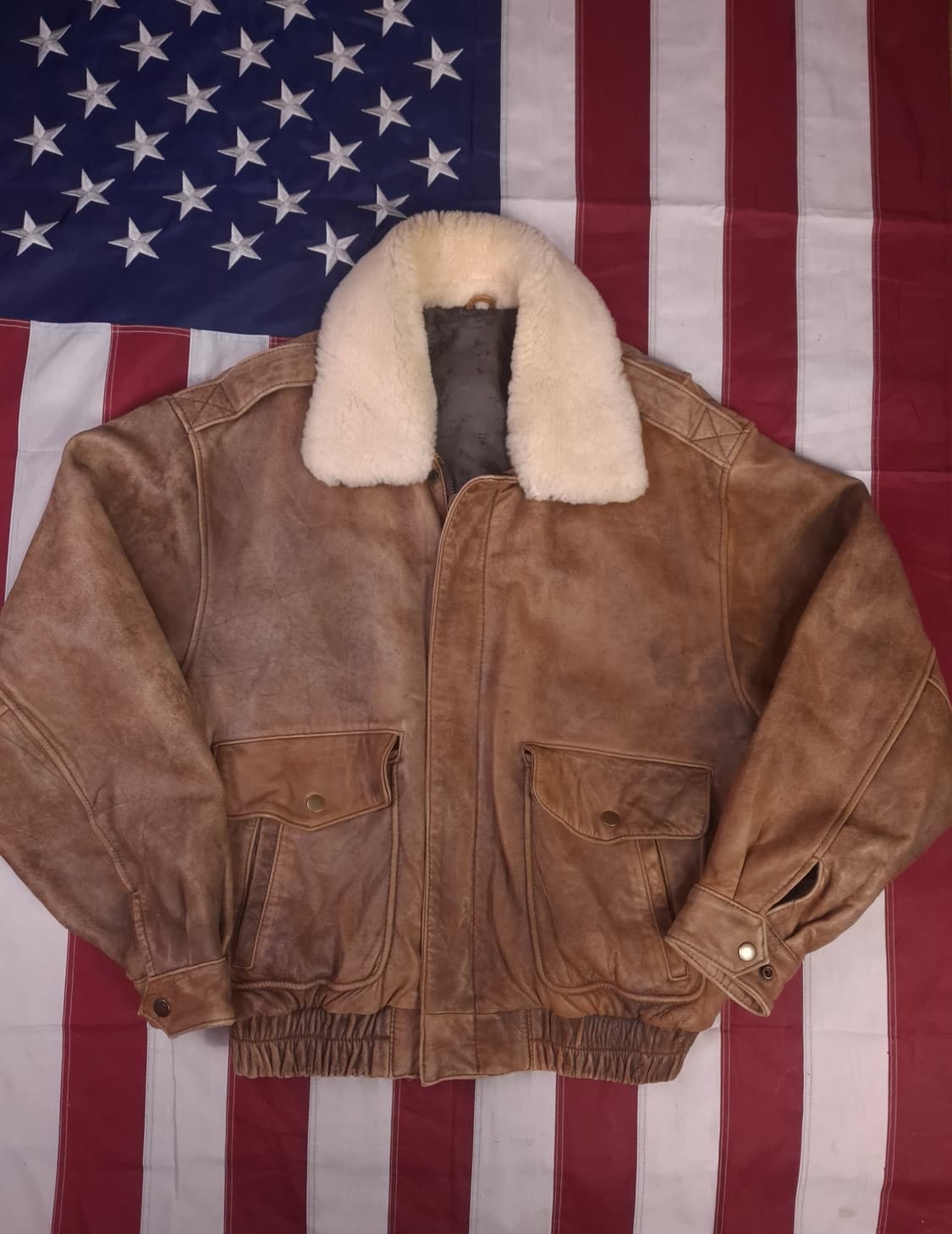 90's 일본판 리얼레더 밀리터리 항공자켓 상품이미지1