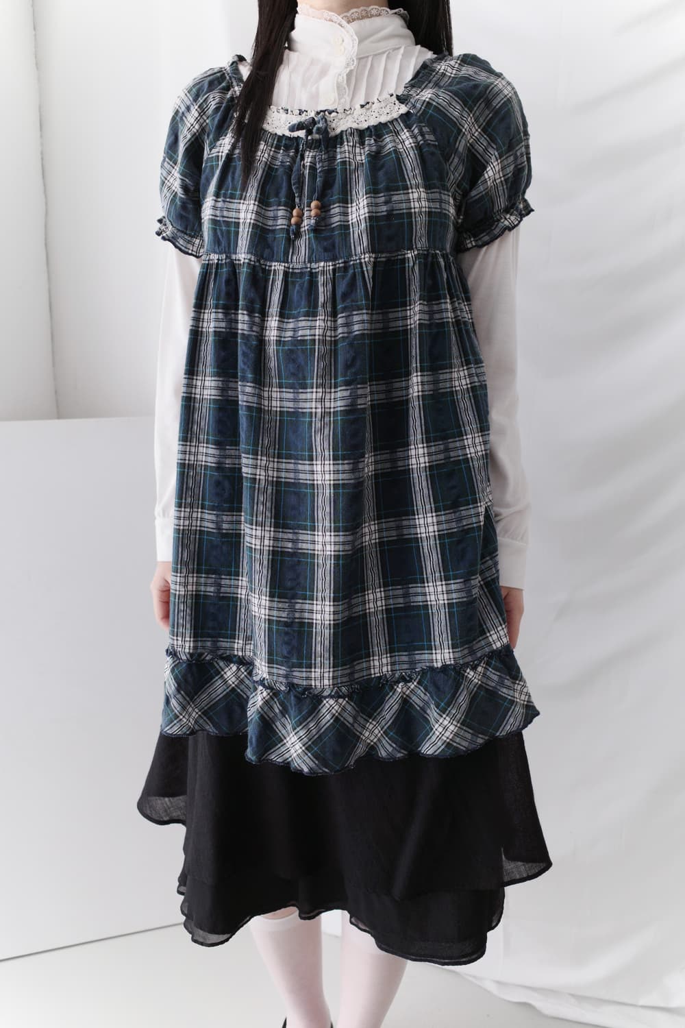 lace shirt + check half blouse (set)  상품이미지6