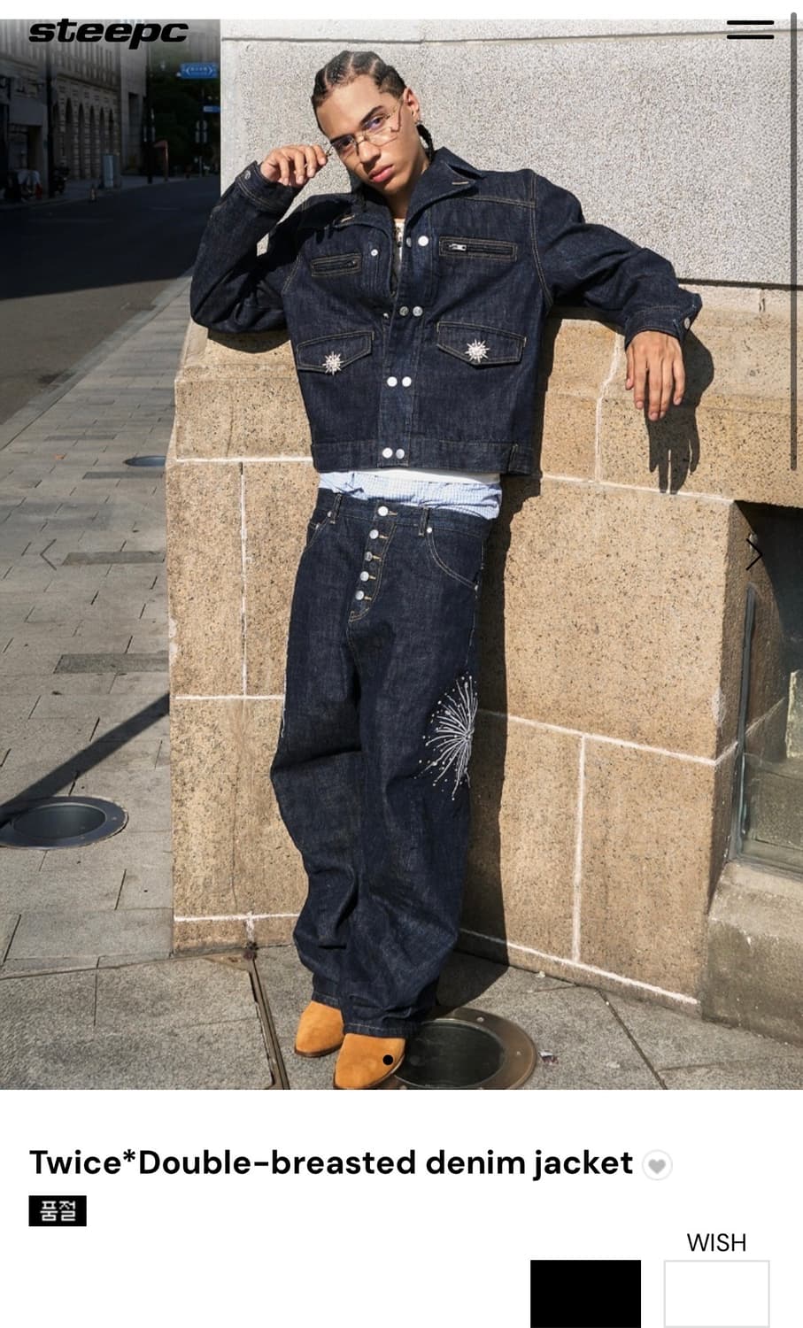 Steepc twice double-breastd denim jacket 상품이미지1