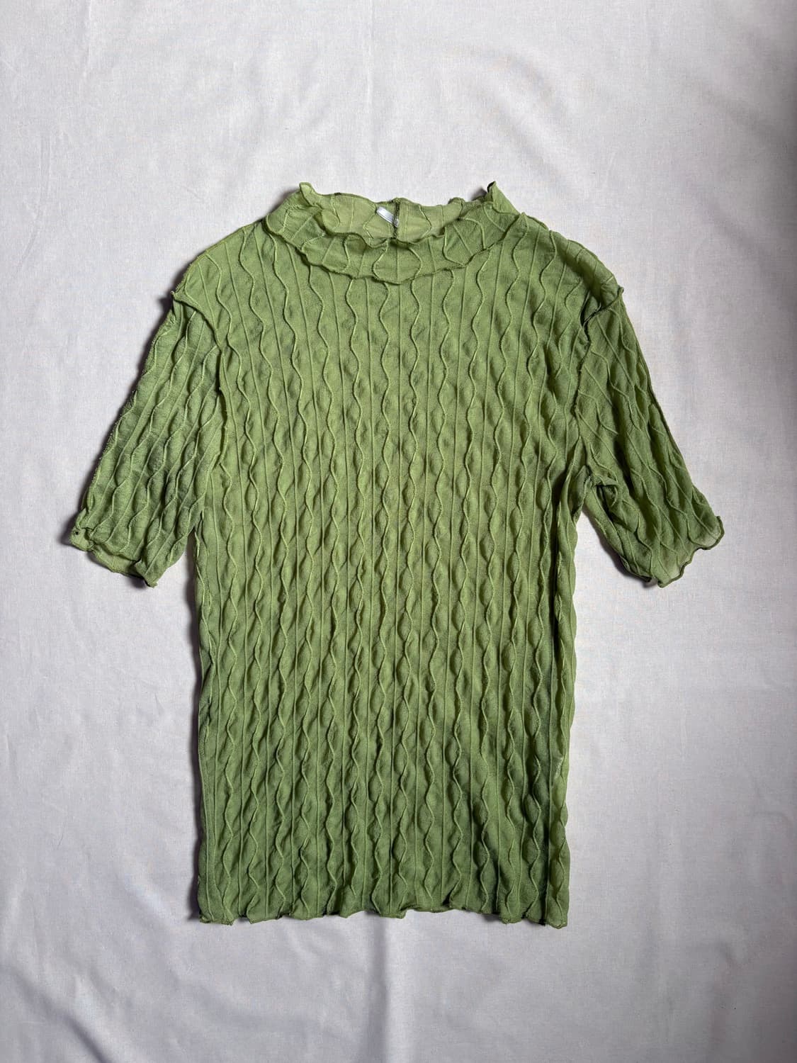 vintage green wave mesh top 상품이미지1