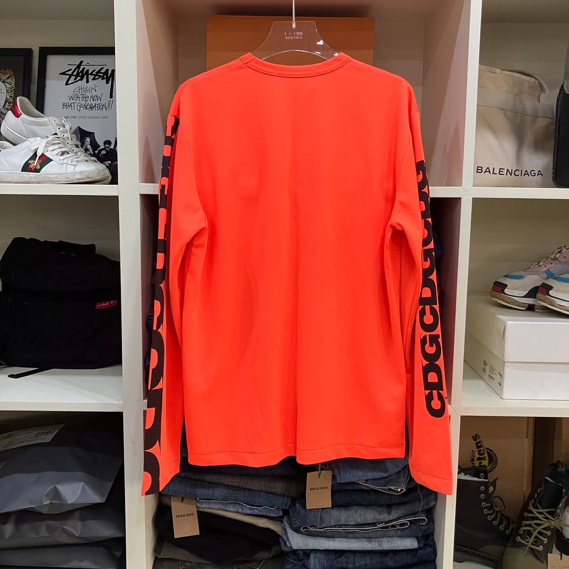 CDG 꼼데가르송 네온 로고 메쉬 롱슬리브 XL 상품이미지3