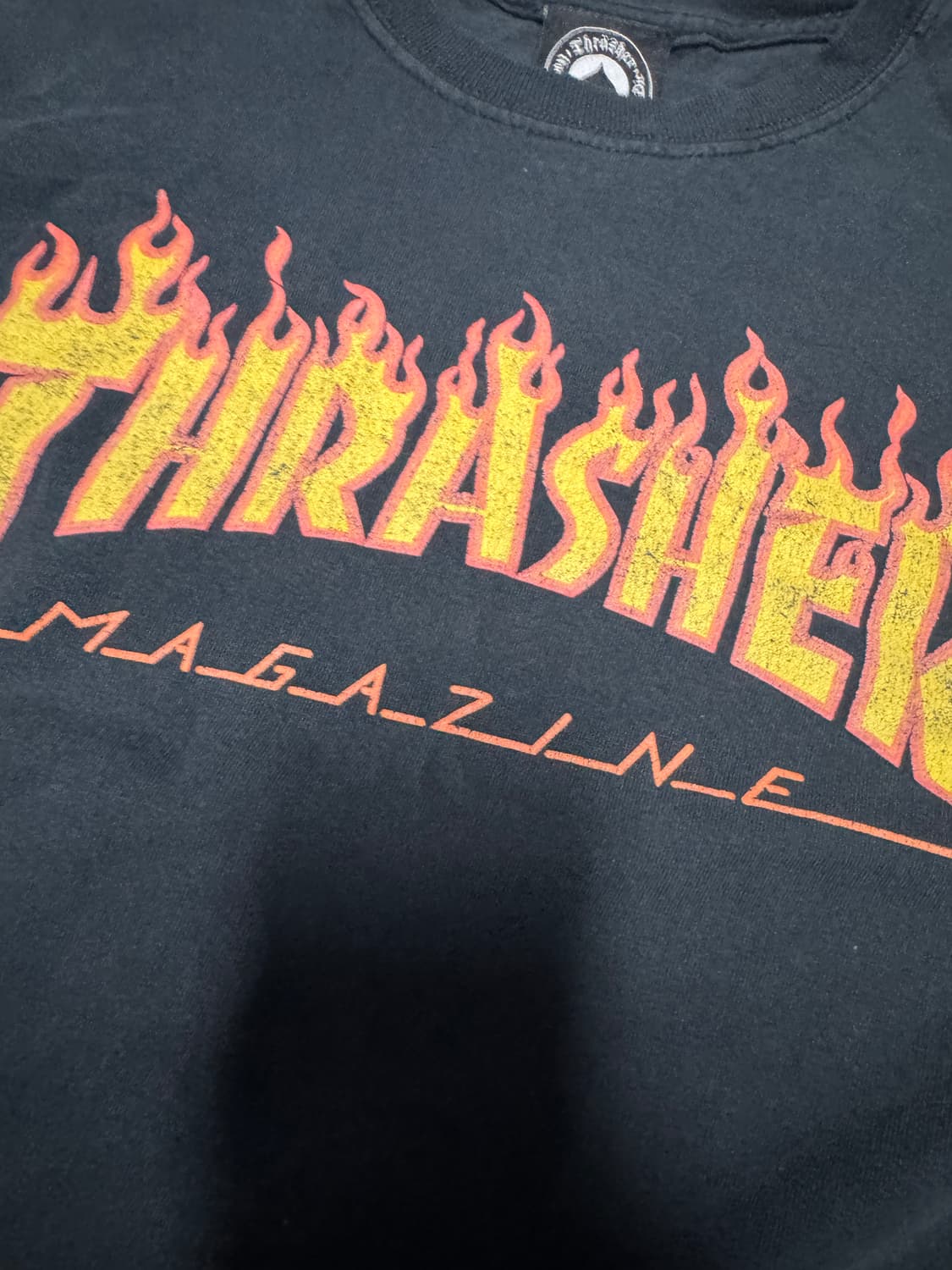 트레셔 불꽃 프린팅 반팔 티셔츠 S 블랙 상품이미지5