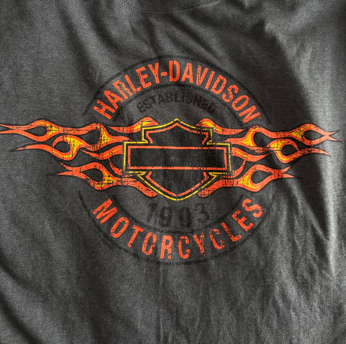 [XL] 빈티지 할리데이비슨 리프린팅 파이어 실드 티셔츠 상품이미지4