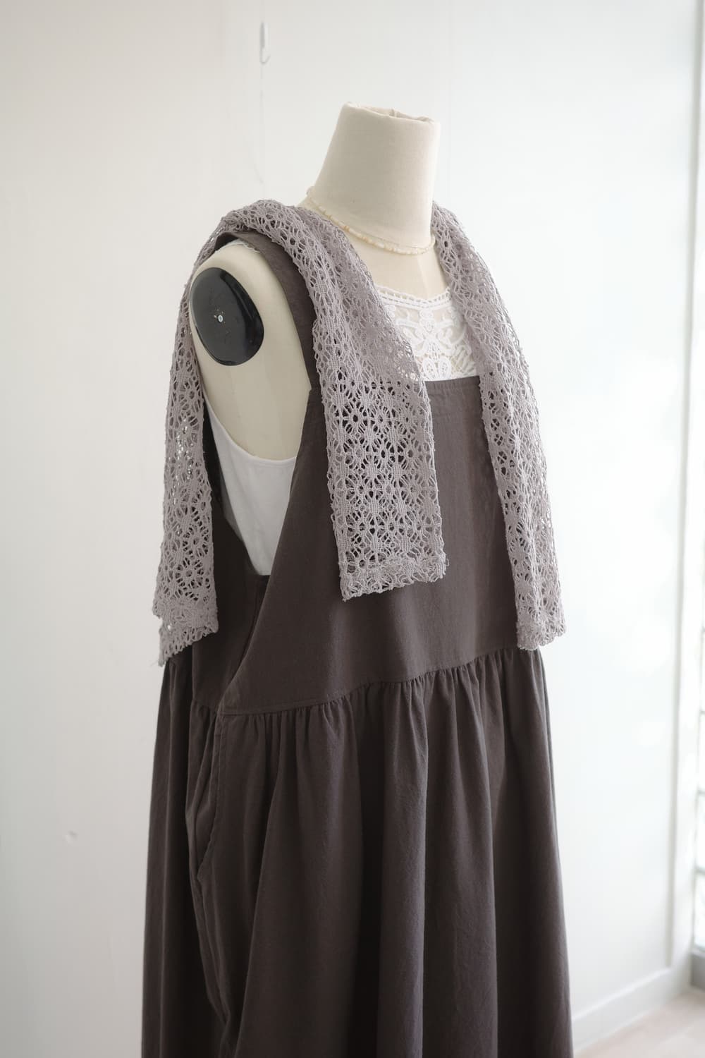 Lutique 차콜 멜방 코튼  롱 원피스 상품이미지4