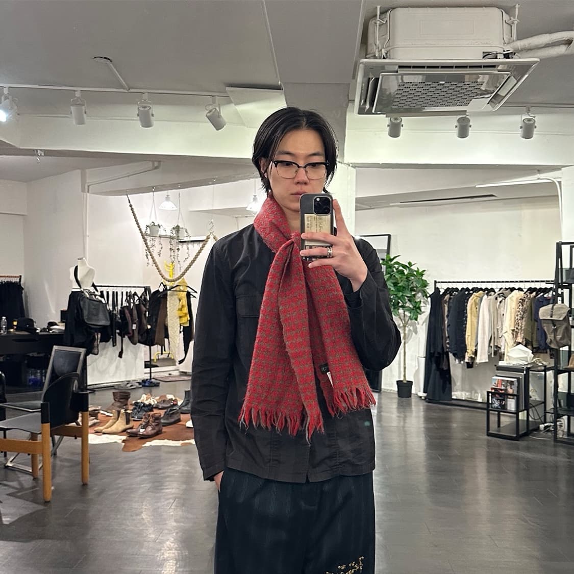 요지야마모토 머플러 레드 상품이미지2