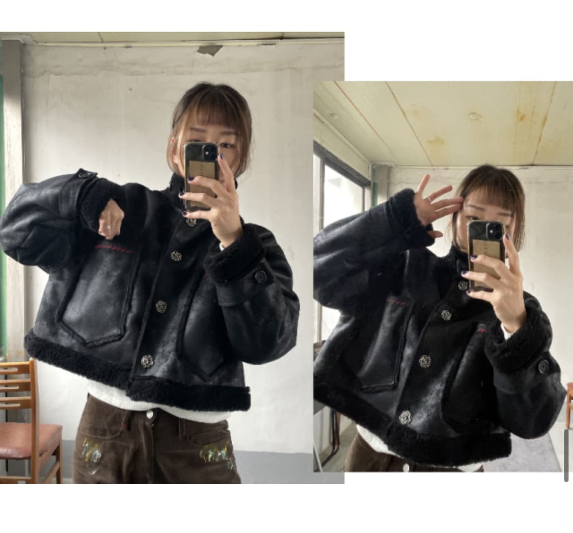 김아홉 스웨이드 무스탕 블랙 (희귀매물✨) 상품이미지3