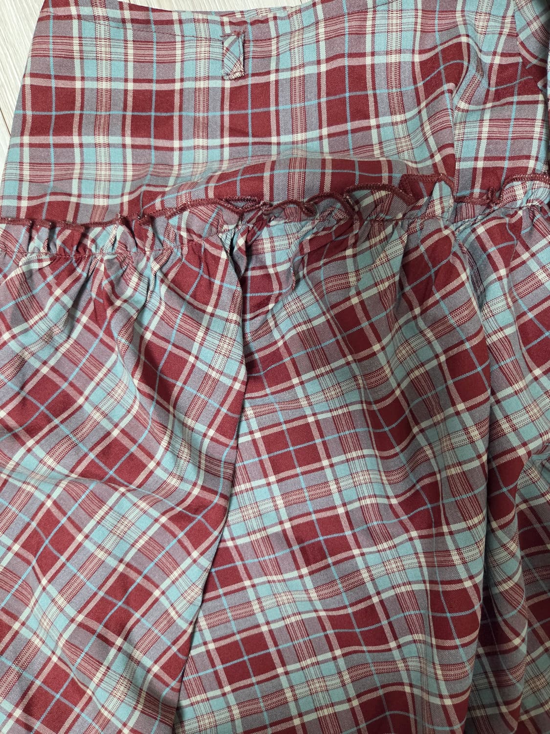 Tartan Lettuce Trim Knotted Midi Skirt 상품이미지3