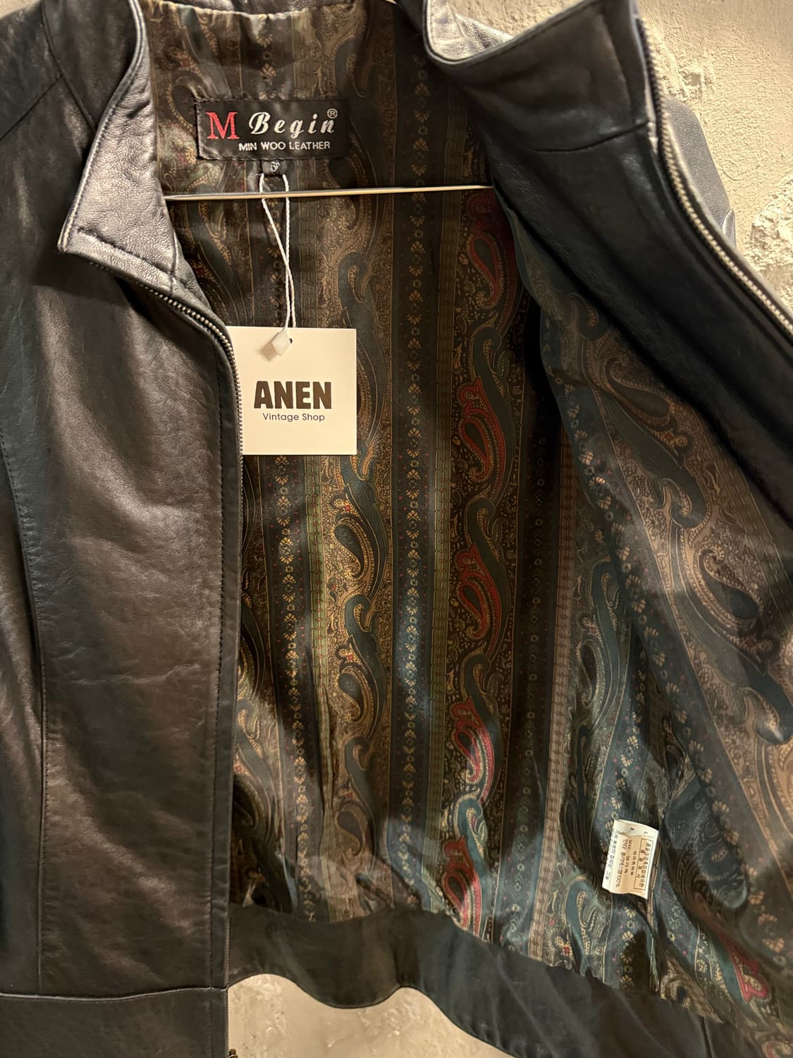 6 엠베진M Begin 리얼 양가죽 싱글 집업 레더 자켓 블랙 상품이미지6