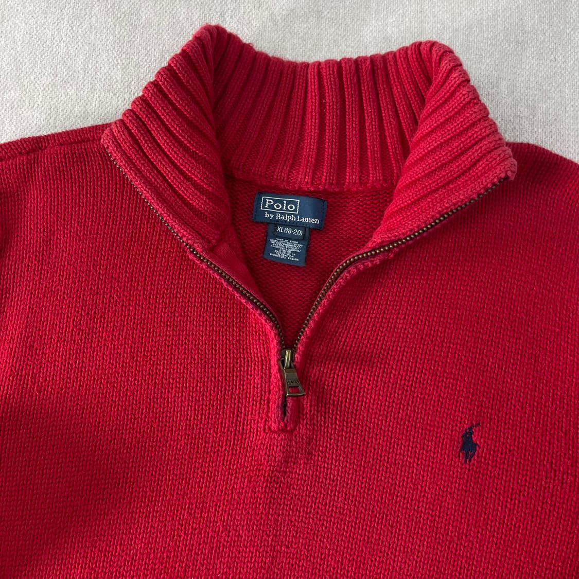 95 폴로 랄프로렌 레드 반집업 니트  상품이미지2