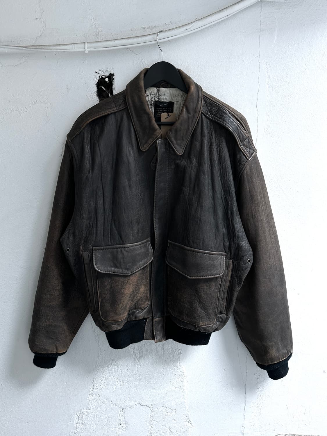 80's USA Made 아비렉스 A2 레더 봄버 자켓 상품이미지1