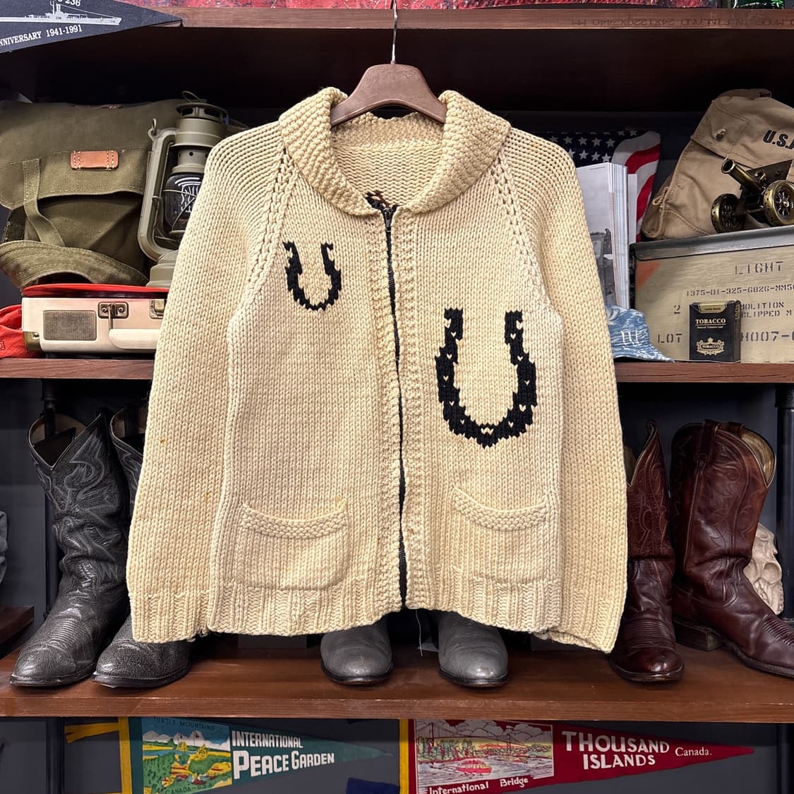 90s Vintage 말발굽 홀스 슈 패턴 빈티지 코위찬 스웨터 N100 상품이미지1