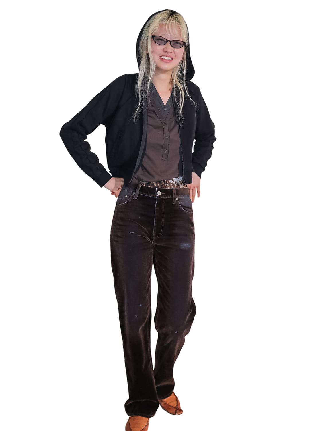 [1]퍼버즈 25fw Flocky 워싱 데님 팬츠/브라운 상품이미지4