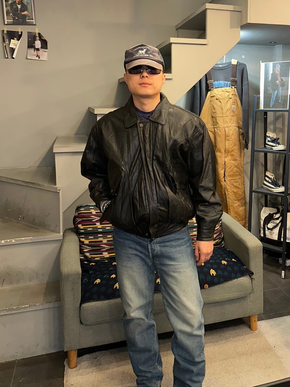 90’s Japanese cow-leather bomber jacket 상품이미지3