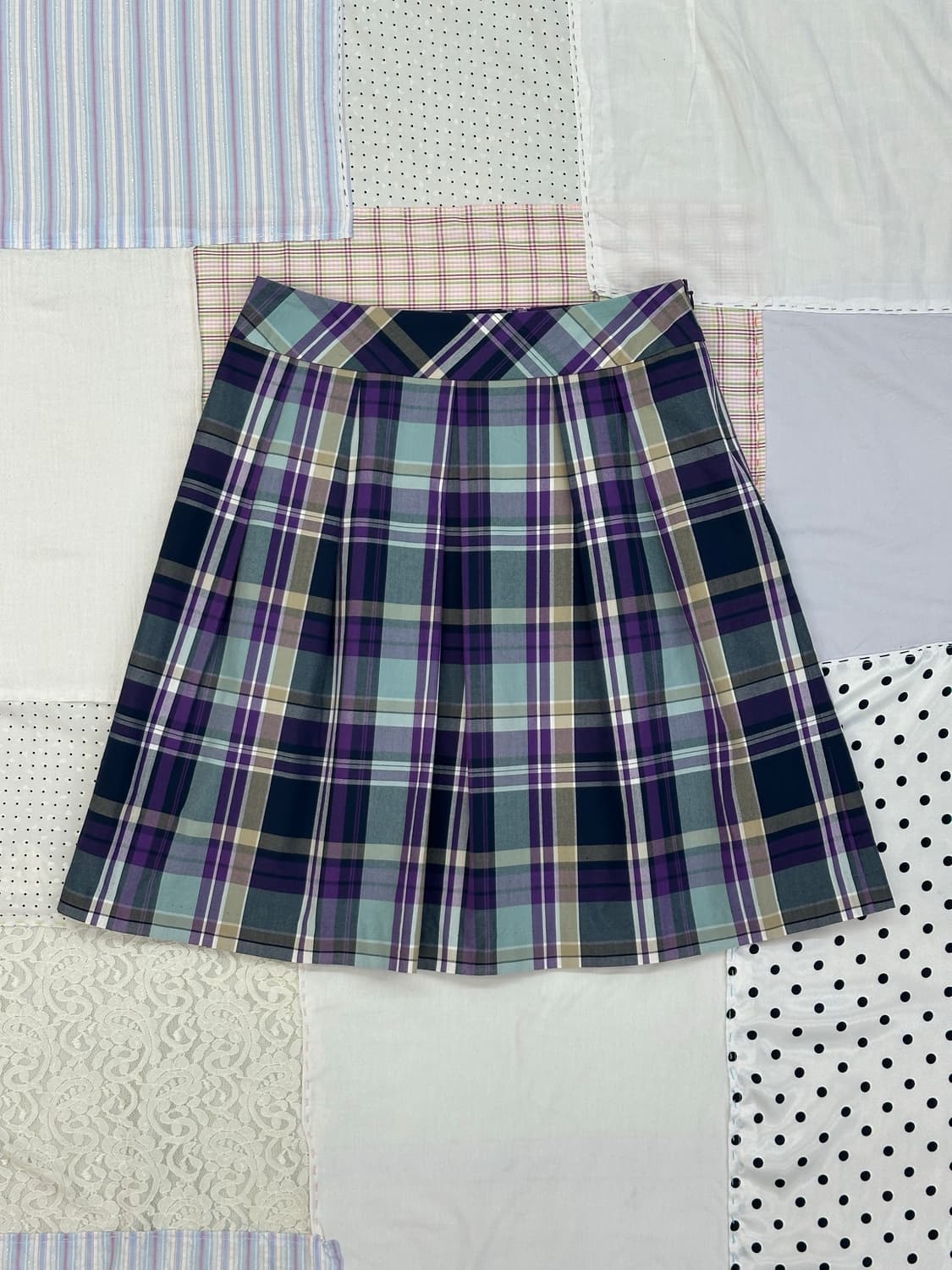 라벤더 체크 플리츠 스커트 상품이미지8