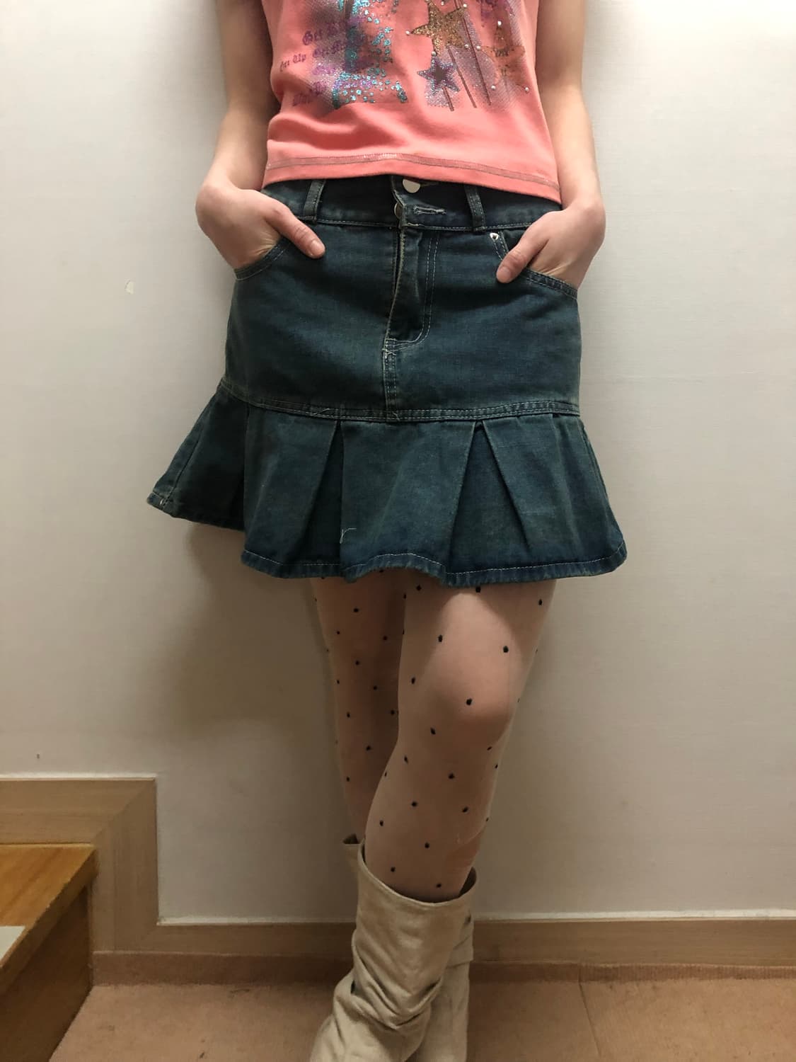 빈티지 데님 플리츠 스커트 상품이미지8