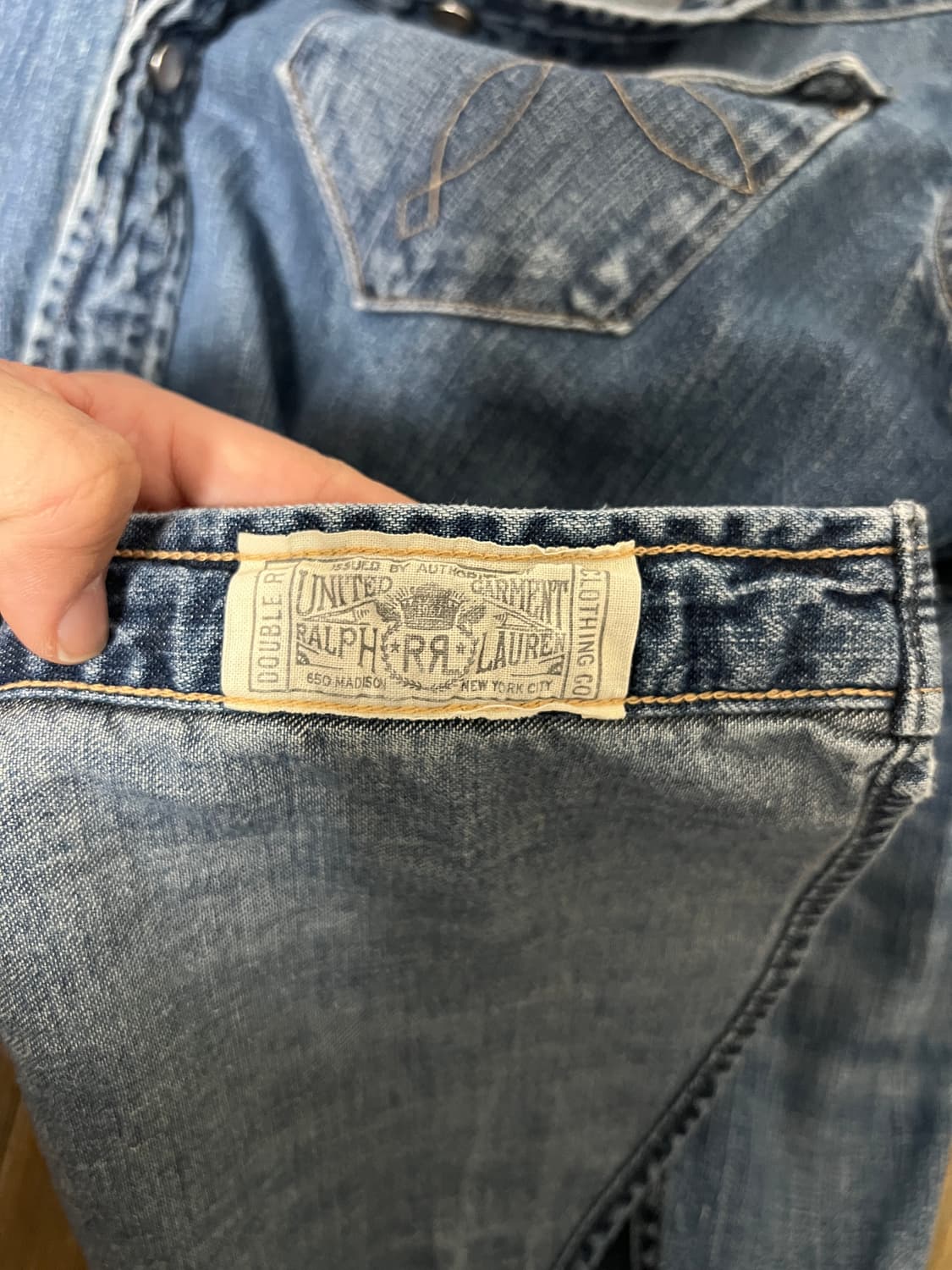 택포35) RRL 더블알엘 웨스턴 셔츠 데님 다크워시 중청 M 상품이미지7