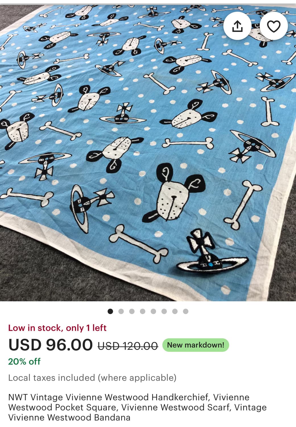 Vivienne Westwood 비비안 웨스트우드 퍼피 스카프 손수건 상품이미지2