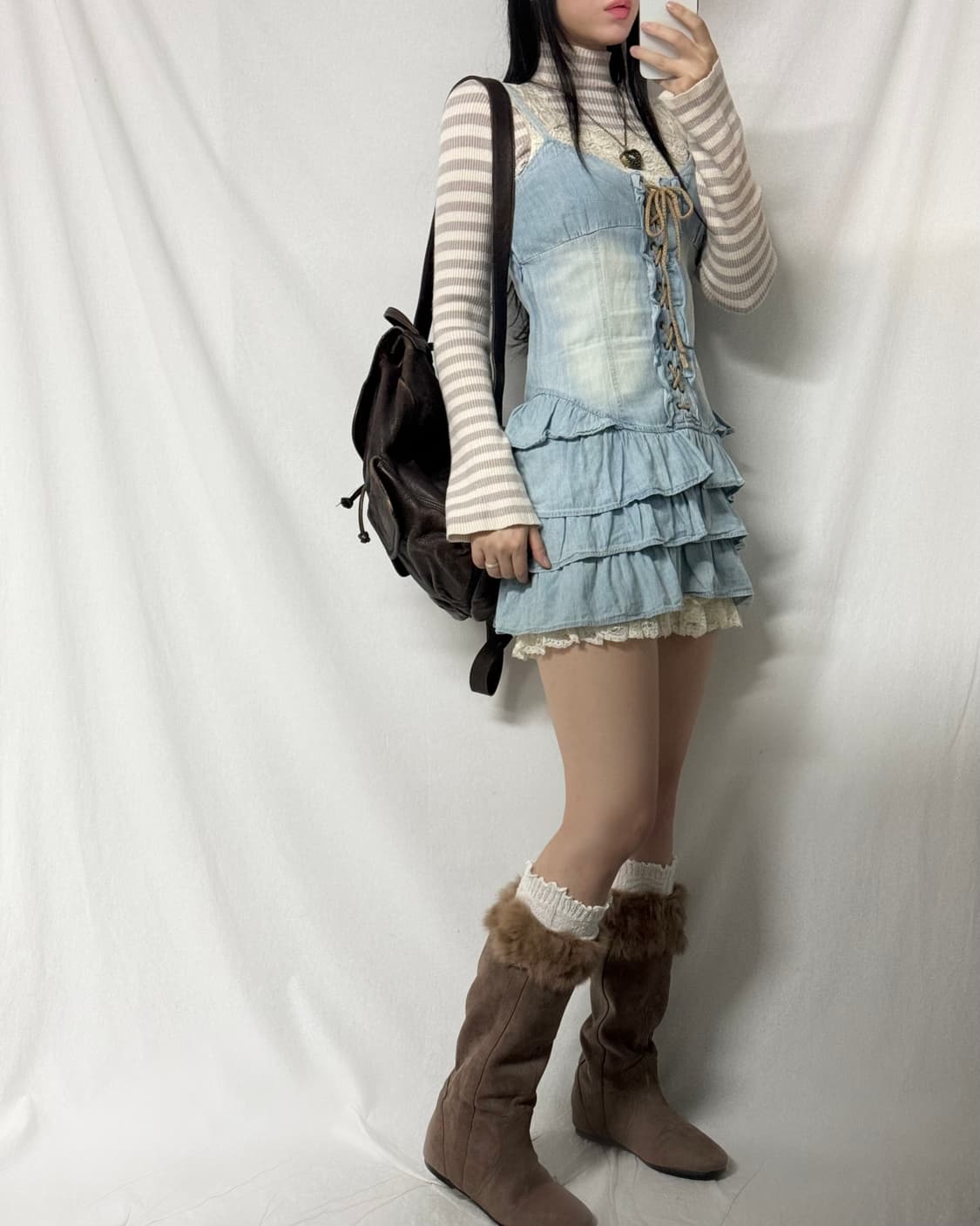 아일렛 데님 프릴 원피스 상품이미지3