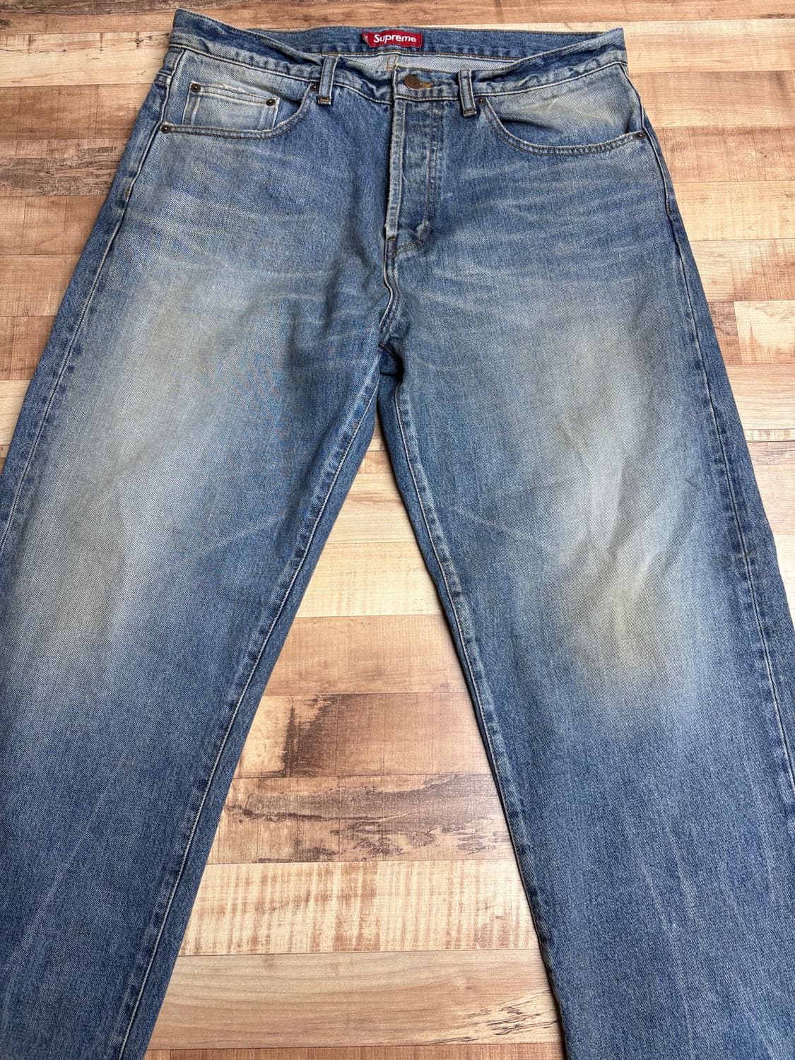 슈프림 디스트레스드 루즈핏 셀비지 워시드 진 34 상품이미지1