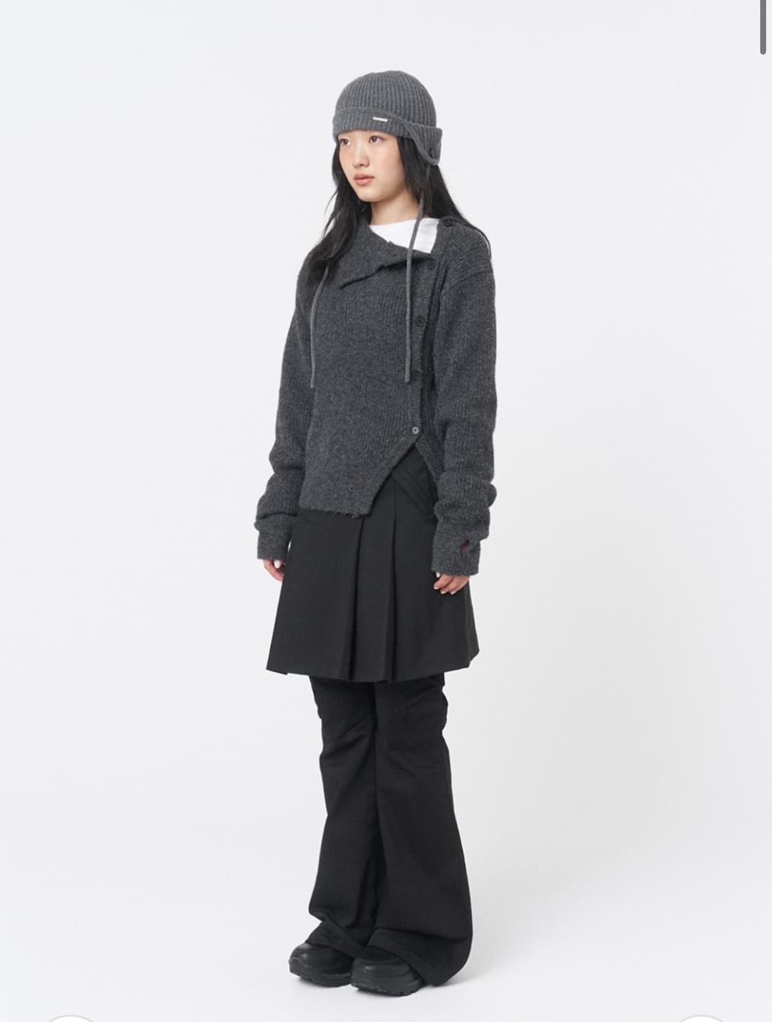 미세키서울 side button knit charoal 상품이미지5