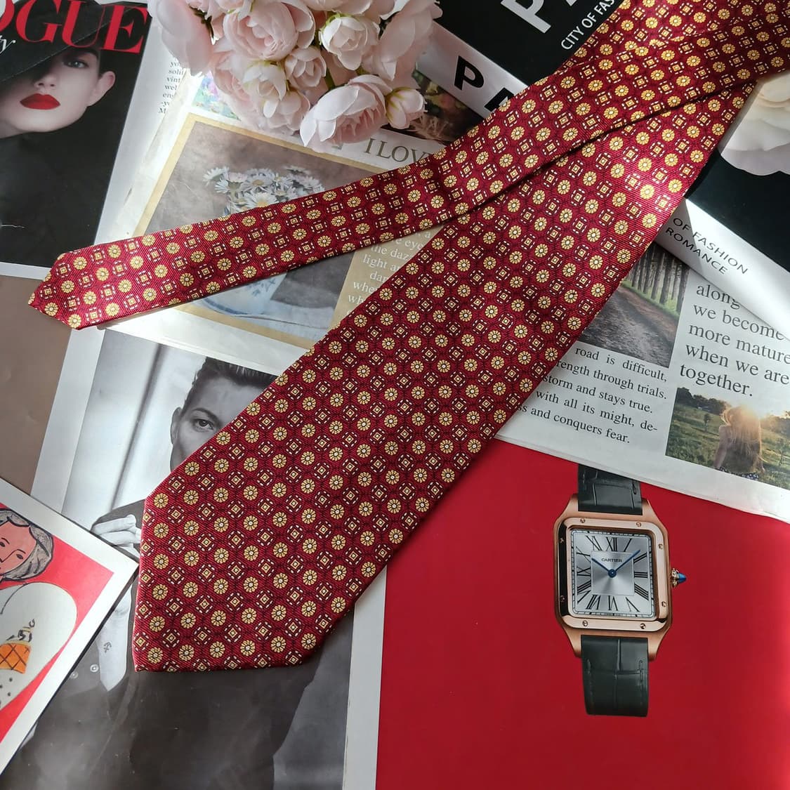 발렌시아가 실크 레드 패턴 넥타이 9.8cm A+등급 A19333
 상품이미지5