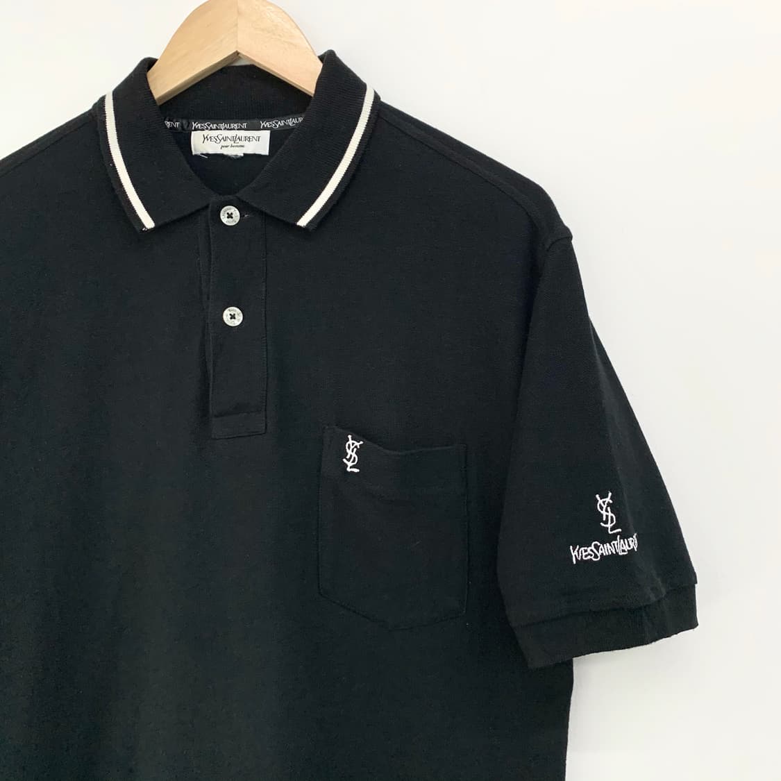 YSL 90s 제팬 라인 미니멀 블랙 PK티 상품이미지6