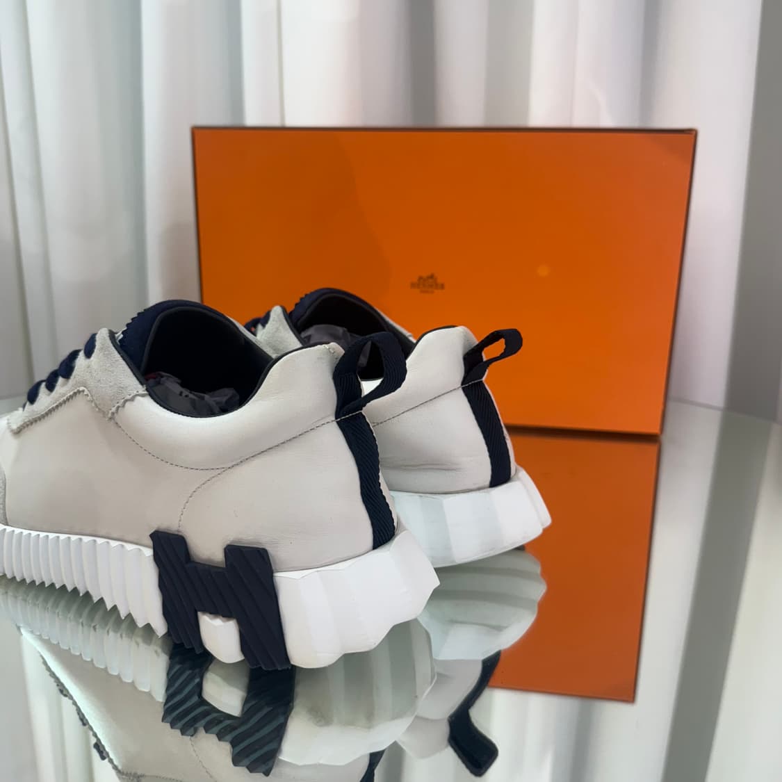 [정품] 에르메스 바운싱 스니커즈 카프스킨 스웨이드 고트스킨 & 블랑 상품이미지4