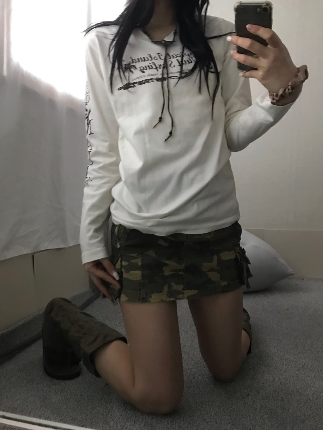 일본빈티지 레터링 화이트 롱슬리브 상품이미지2