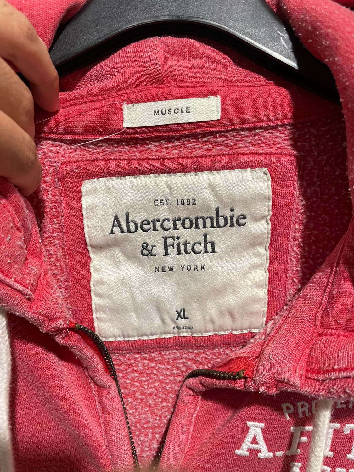 아베크롬비 피치 기모 후드집업 핑크 상품이미지4