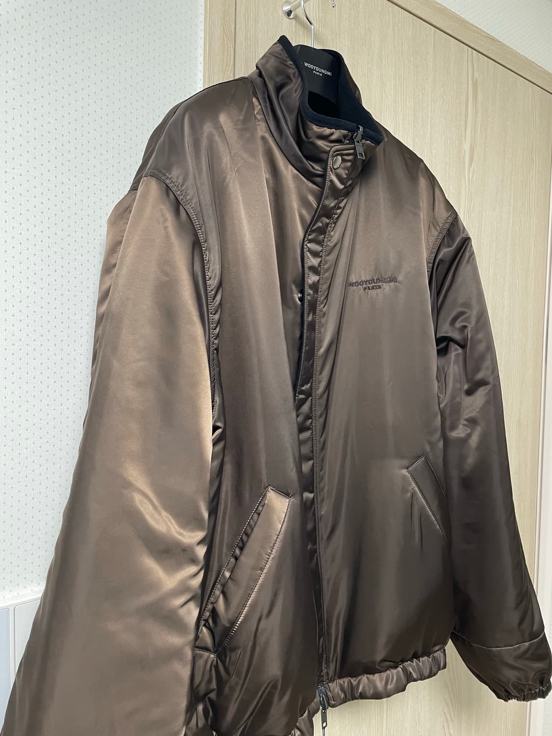 52사이즈 새상품, 우영미 25fw 블랙 리버서블 모크넥 자켓 상품이미지7