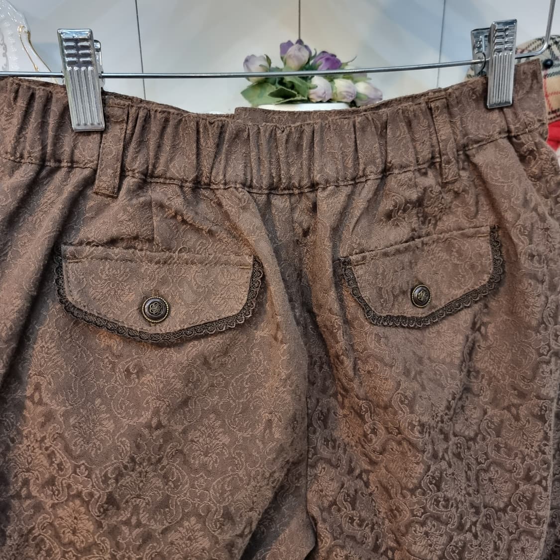 axes femme 브라운 자카드 레이스 하프팬츠 상품이미지7