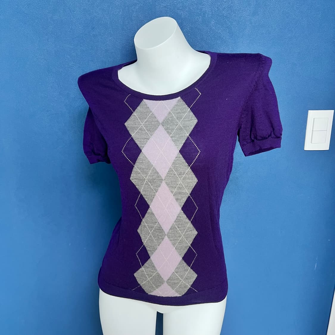 유니클로 아가일 패턴 니트 반팔 상품이미지1