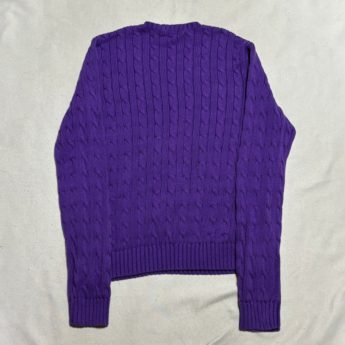 M 여성용 폴로랄프로렌 코튼 퍼플 케이블 니트 상품이미지3
