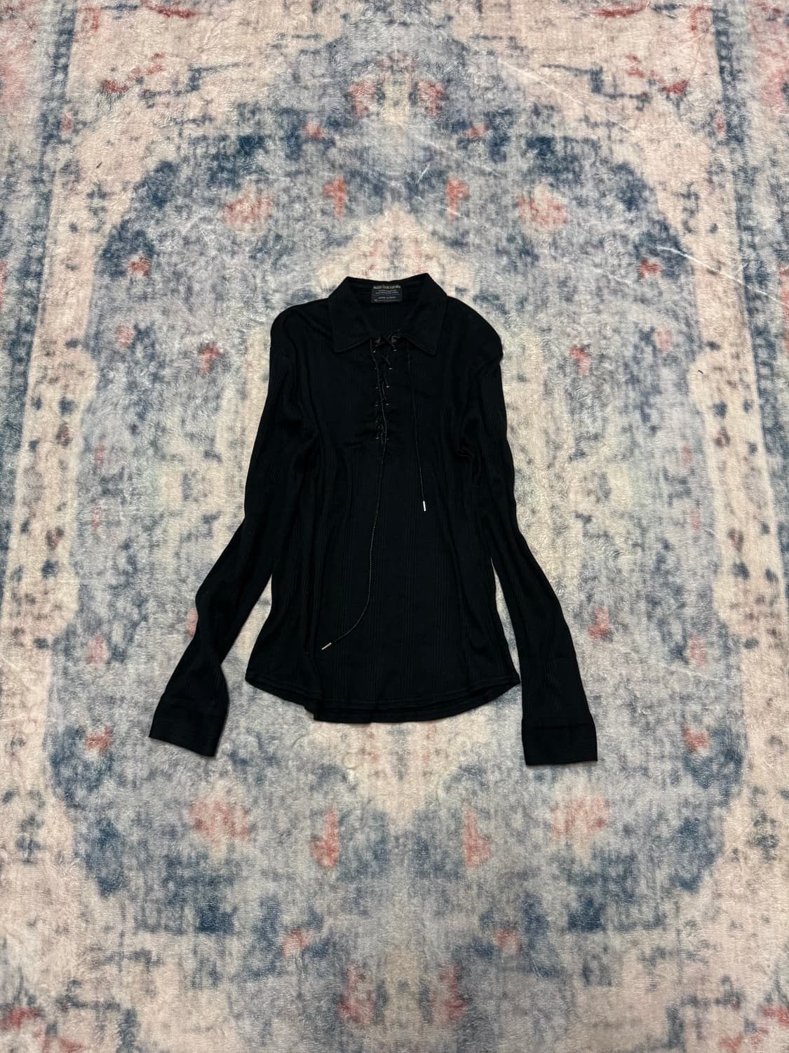 Nicole club lace up black ribbed pk top 상품이미지2
