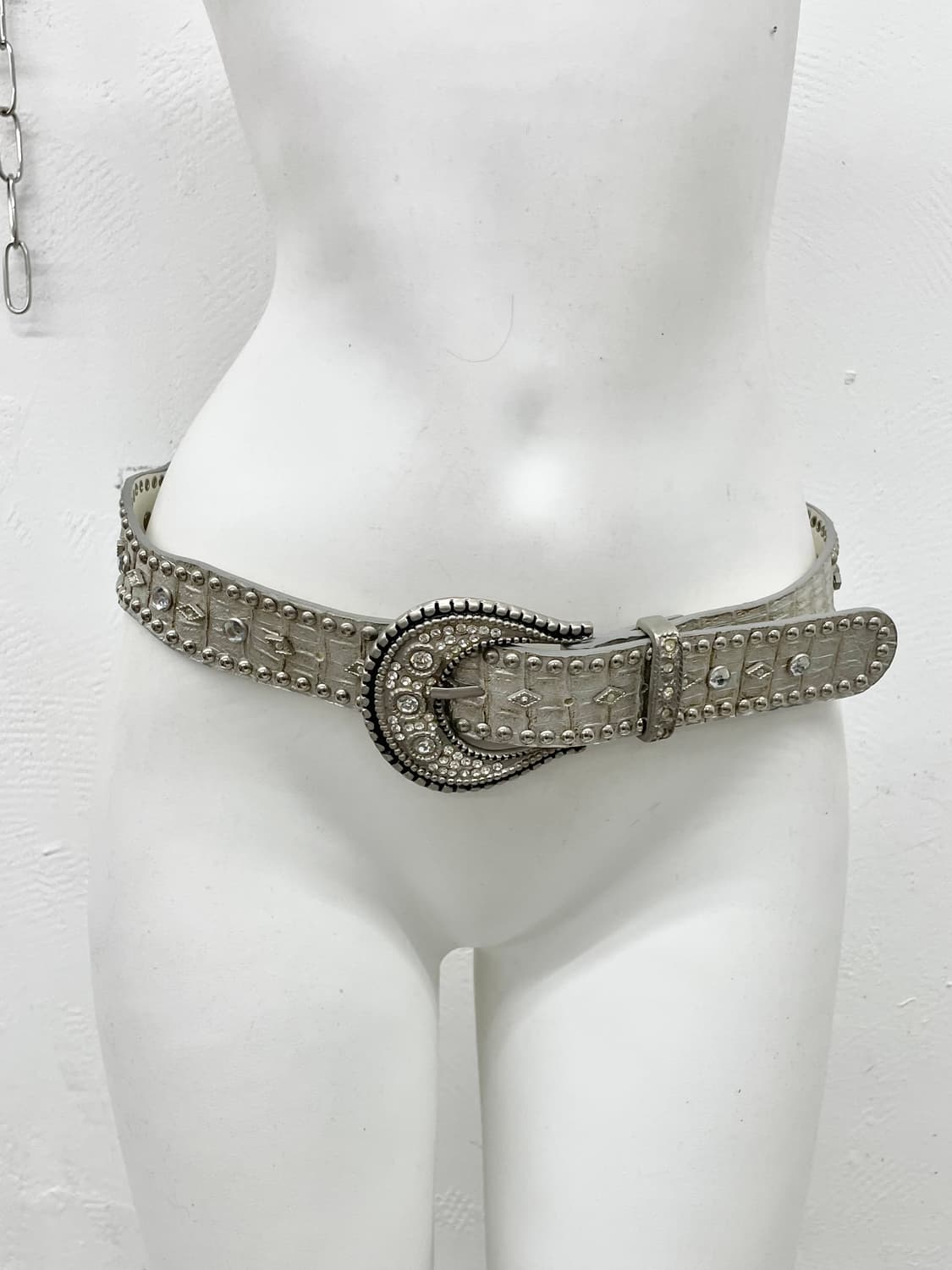 실버 볼드 큐빅 버클 벨트 상품이미지1