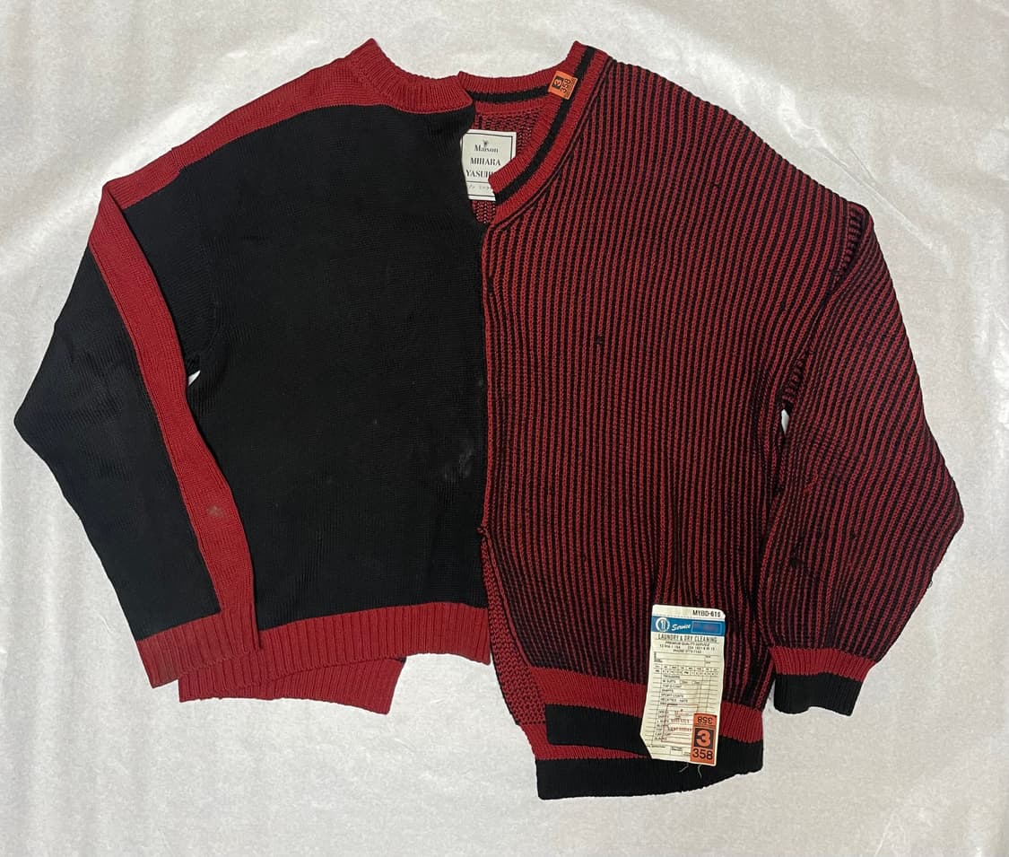빈티지 메종 미하라 야스히로 니트 블랙/레드 상품이미지1